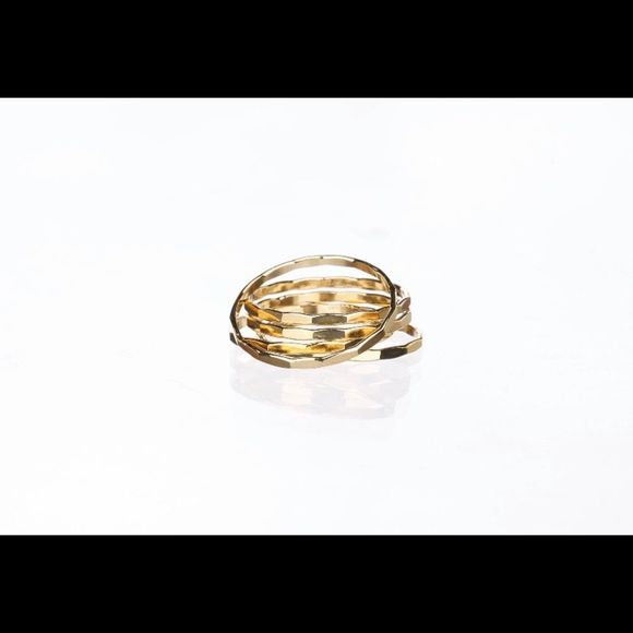 Real 14K Gold Faceted Stackable Ring - Picture 2 of 6